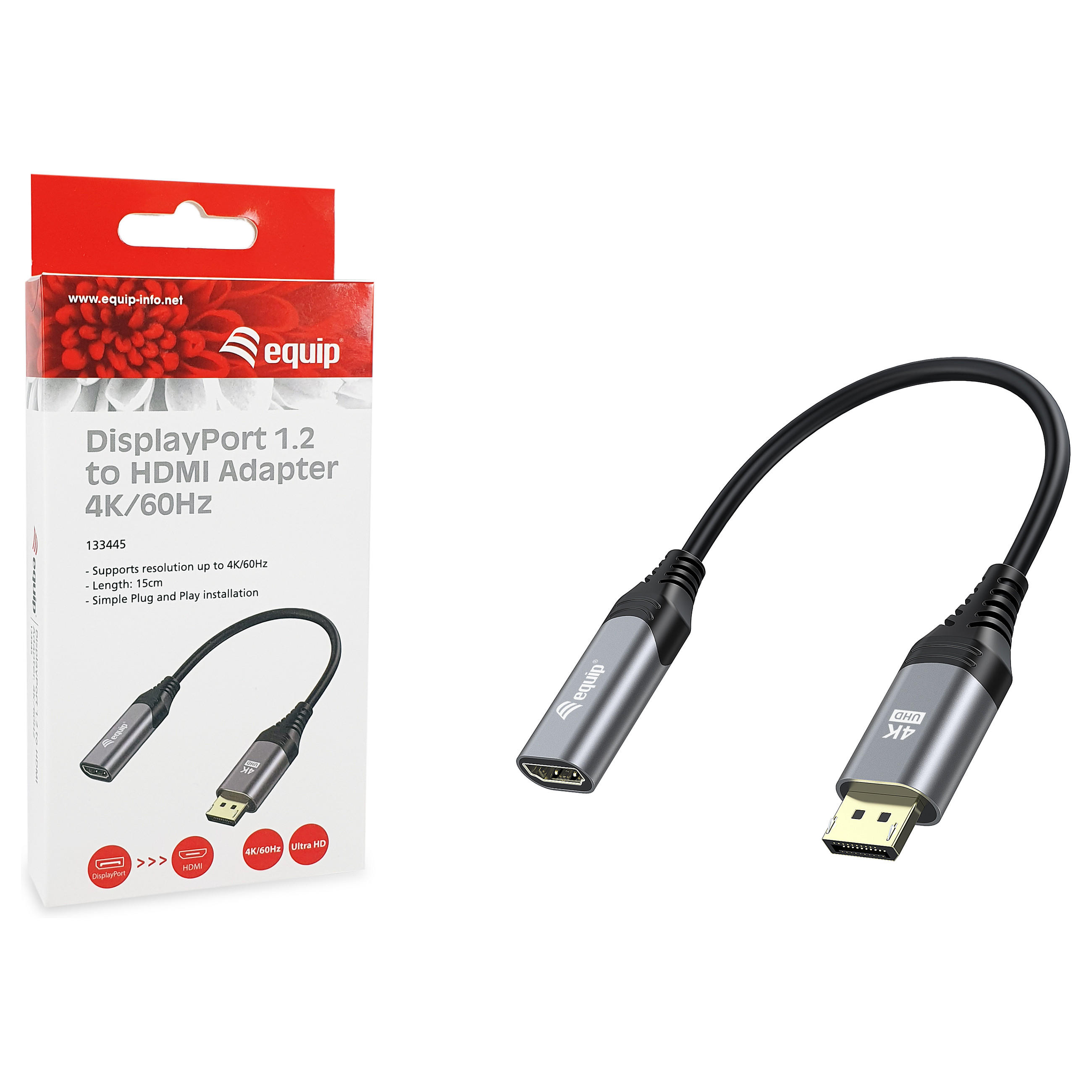 Kabllo për Rrjet ( UTP ) EQUIP 133445 video Adapter / 0.15 m – Zezë/Hiri - 7
