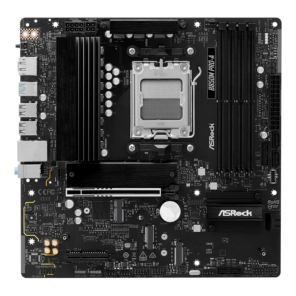 Pllakë Amë ASRock B850M Pro-A / AMD AM5 / B850 / DDR5 / Micro-ATX / 2.5GbE LAN - 3
