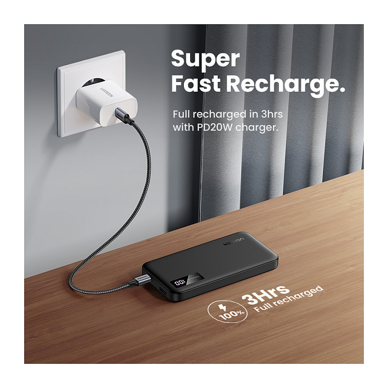 Power Bank Ugreen PB311 / 10000mAh / USB-C + USB-A / 20W / 22.5W / Power Delivery 3.0 / Quick Charge 3.0 – Zezë - 5
