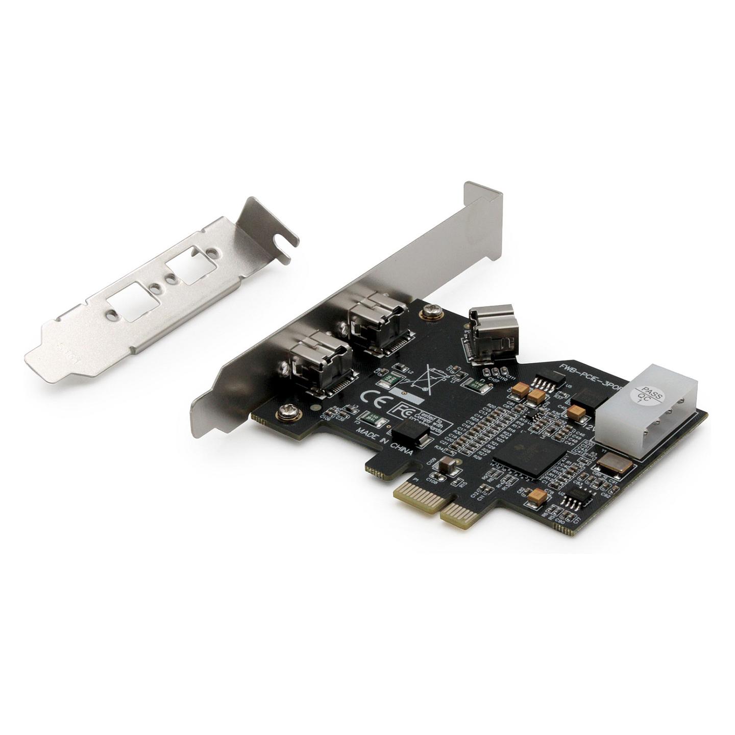 Kartë Zgjerimi DIGITUS DS-30203-2, PCI Express x1, 3x FireWire 800 9-Pin, 2x të jashtme + 1x të brendshme, 100/200/400/800Mbps, XIO2213B, Low Profile - 6