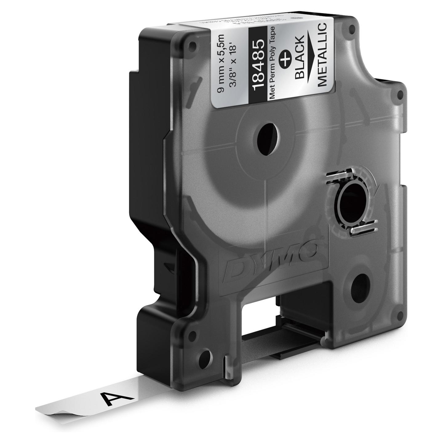 Etiketa për Printer Dymo Rhino / 9 mm × 5.5 m / S0718170 / Tekst i Zi - Argjend - 3