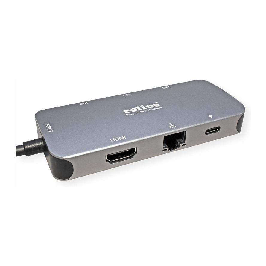 Docking Station ROLINE 12.02.1121, USB-C, HDMI 4K 30Hz, 2x USB-A 10 Gb/s, 1x USB-C, Gigabit Ethernet, Power Delivery deri në 100W – Gri - 3