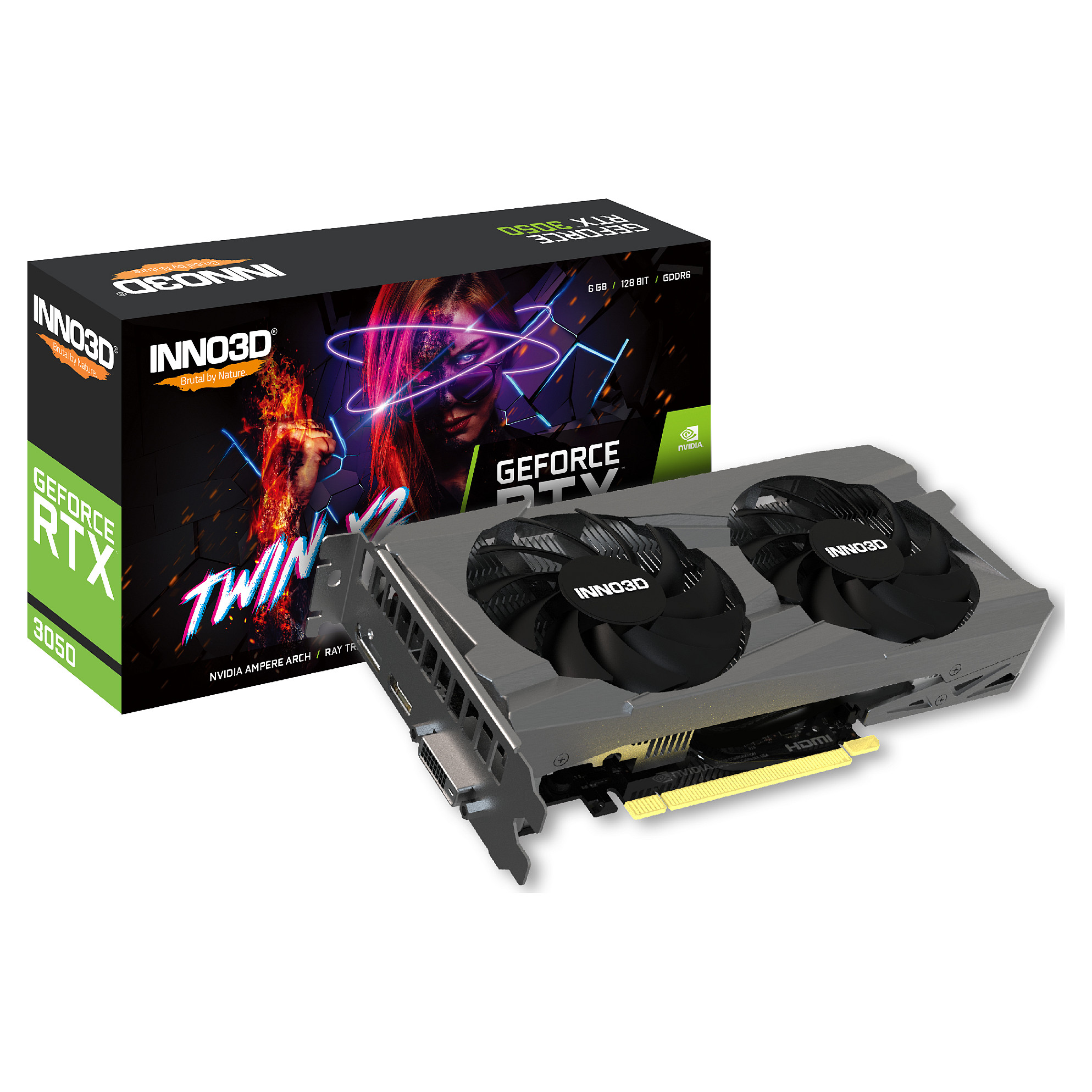 Kartë Grafike NVIDIA Inno3D GeForce RTX 3050 Twin X2 OC / 6GB GDDR6 / PCIe 4.0 / Dual Fan – Zezë - 3