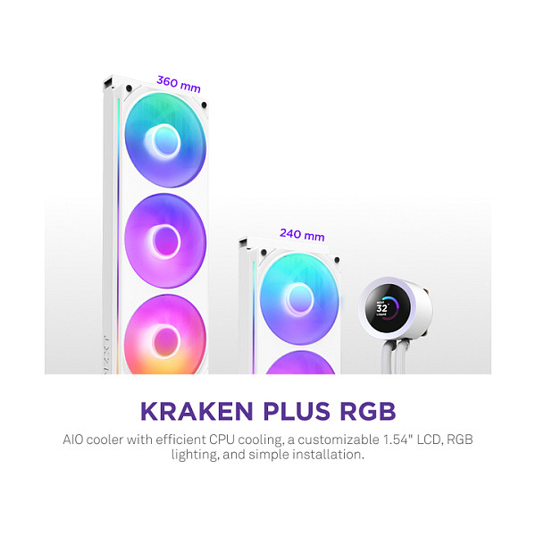 Ftohës për Procesor NZXT Kraken Plus 360 RGB / 360mm / AIO / RGB / LCD - Bardhë - 2