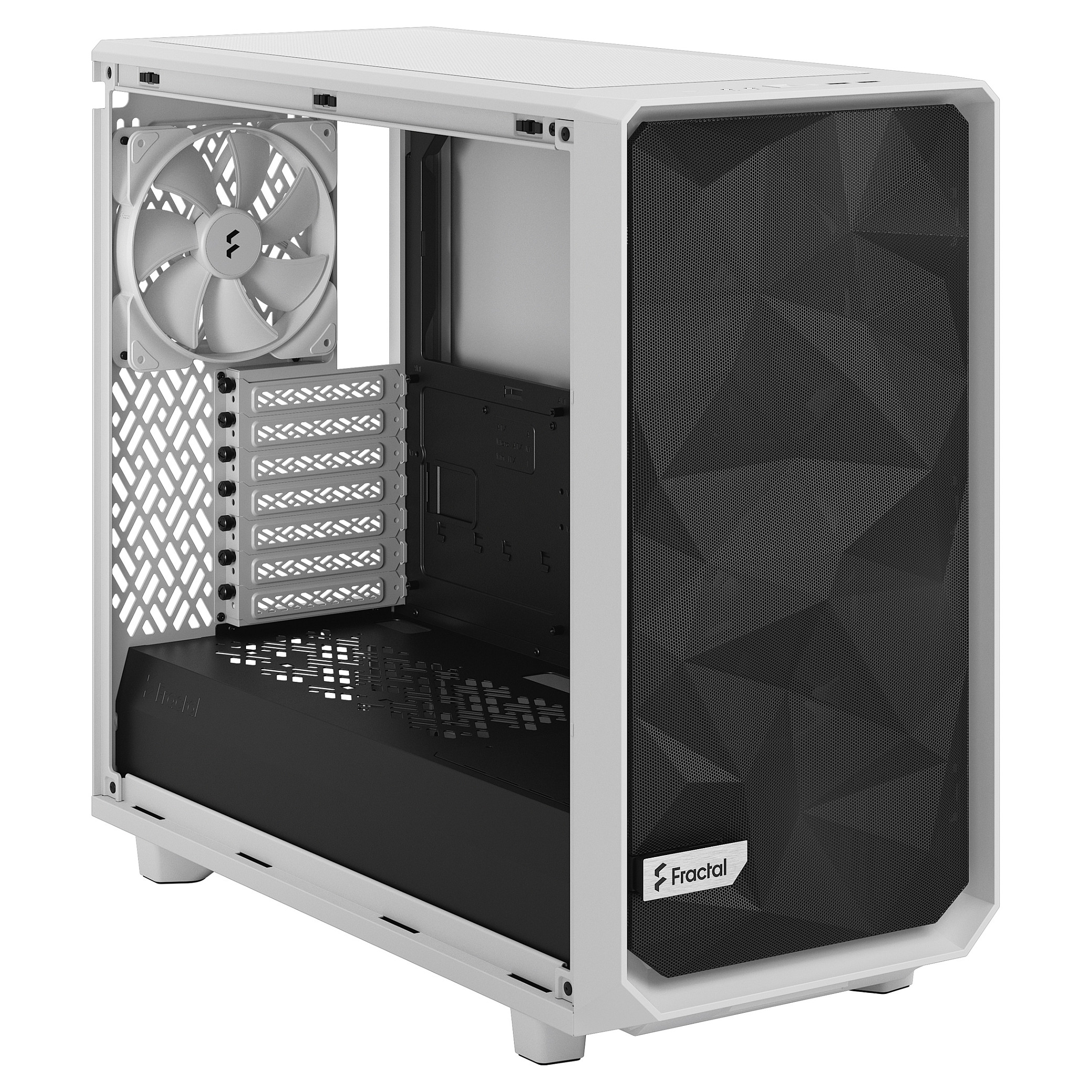 Kasë PC Fractal Design Meshify 2 Lite / Midi Tower / E-ATX + ATX / 2x 140mm + 1x 140mm Fan / Tempered Glass - Bardhë - 9