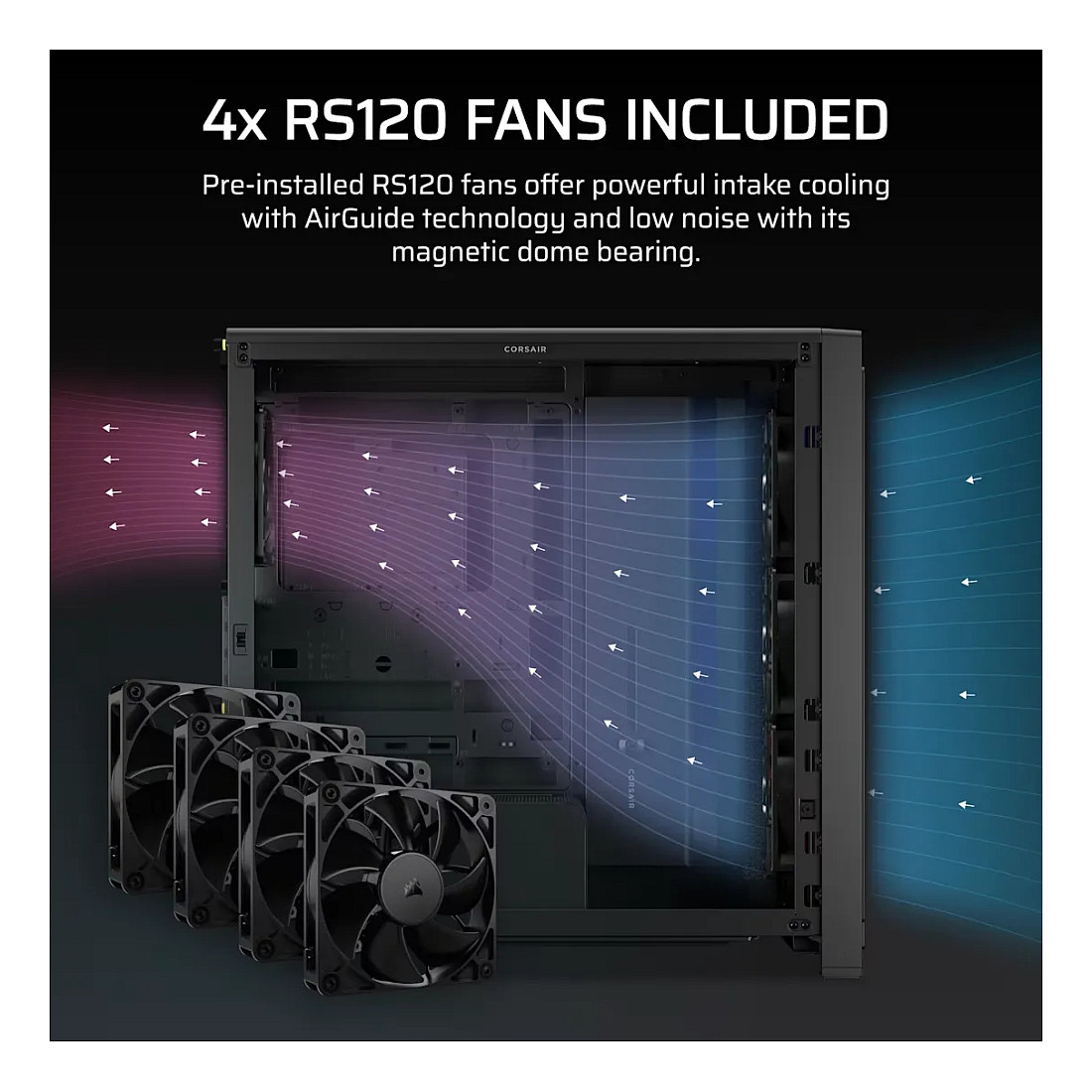 Kasë PC Corsair FRAME 4000X RS / Mid Tower / E-ATX / 3x 120mm + 1x 120mm RS Fan / Tempered Glass / RGB Front / 360mm Radiator - Zezë - 9