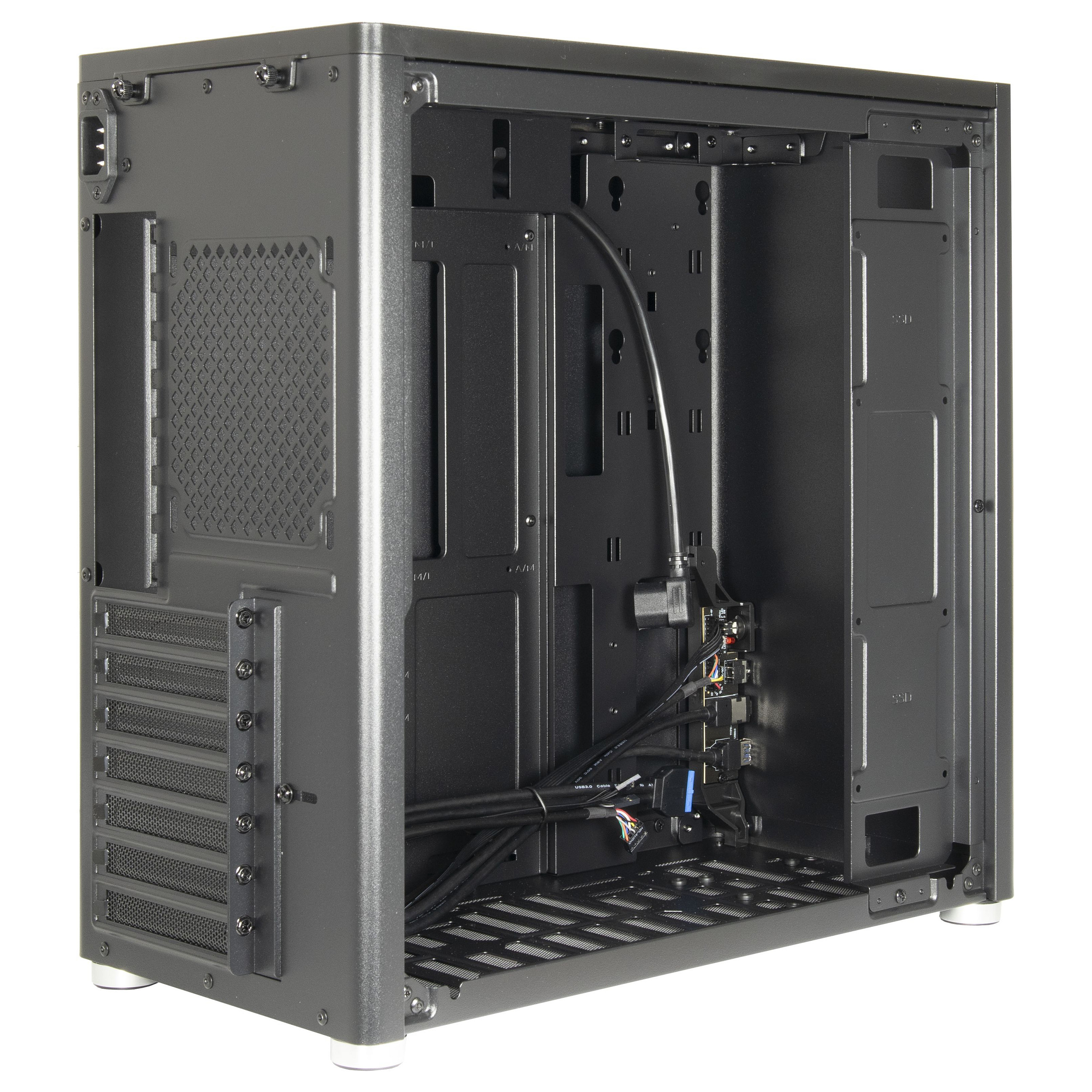 Kasë PC Inter-Tech X2 Duplex Pro / Midi Tower / ATX / 1x USB-A 3.2 Gen2 + 1x USB-C 3.2 Gen2 / 3x 2.5" + 1x 2.5"/3.5" Bay - Zezë - 6