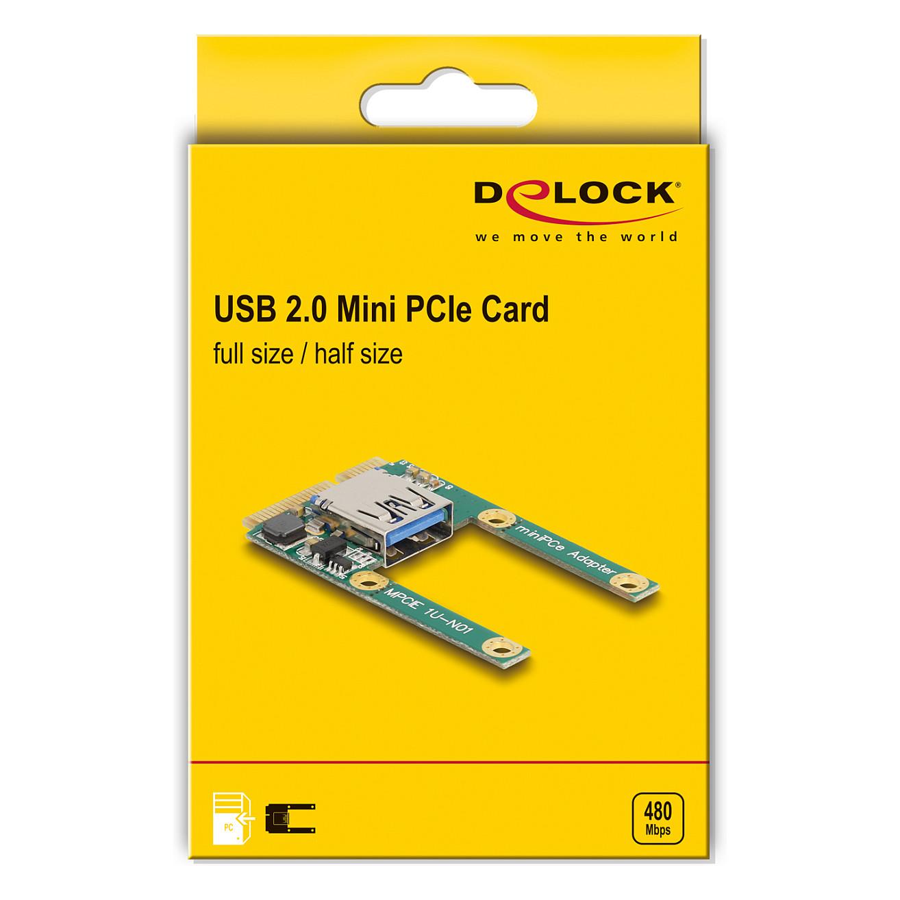 Kartë Zgjerimi Mini PCI Express Delock 80039 / Mini PCIe / 1x USB Type-A 2.0 / 480Mbps / Full Size në Half Size - 5
