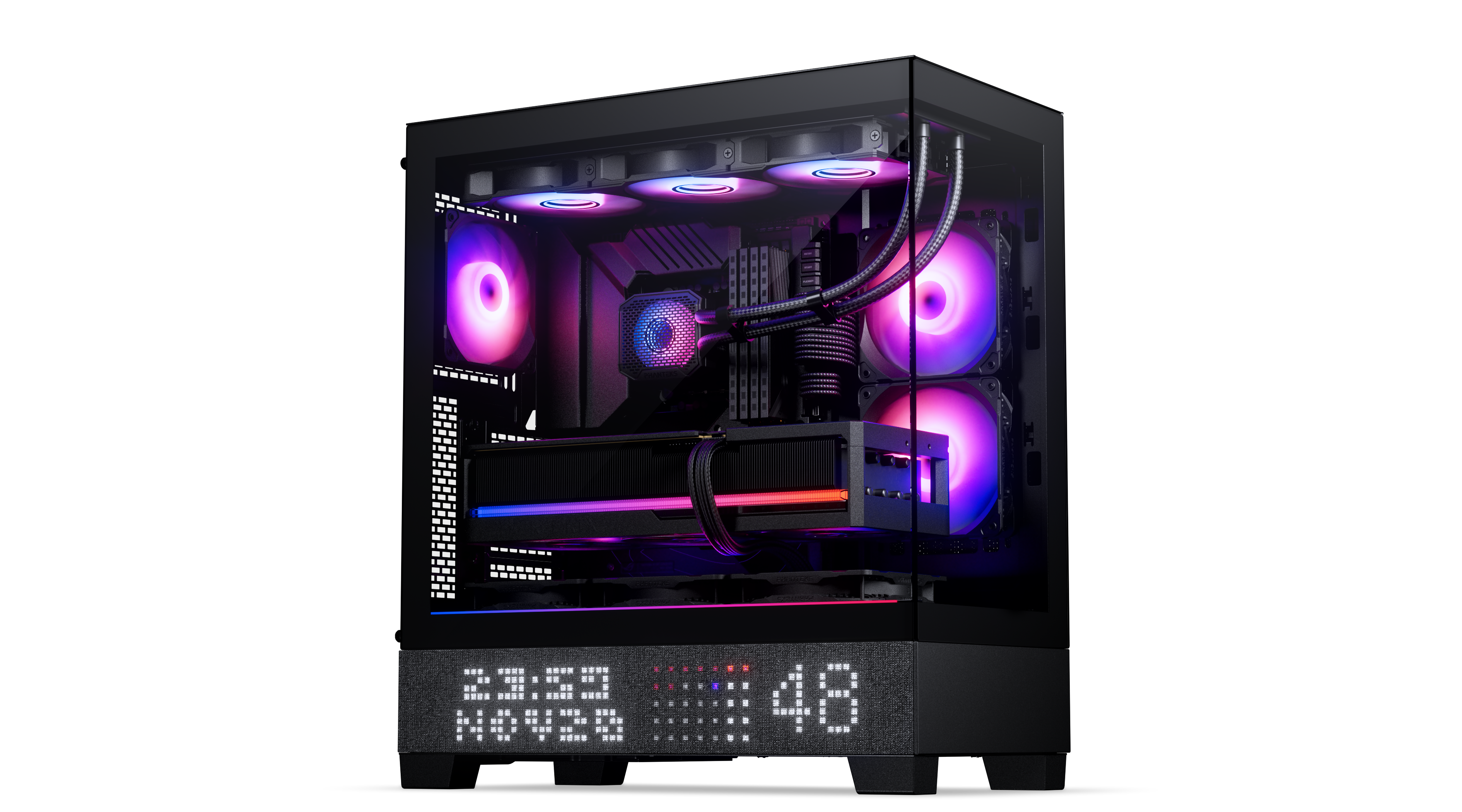 Kasë PC Phanteks XT View Matrix / Midi Tower / ATX / 2x 120mm + 1x 120mm Fan / Tempered Glass / Matrix Display - Zezë - 2