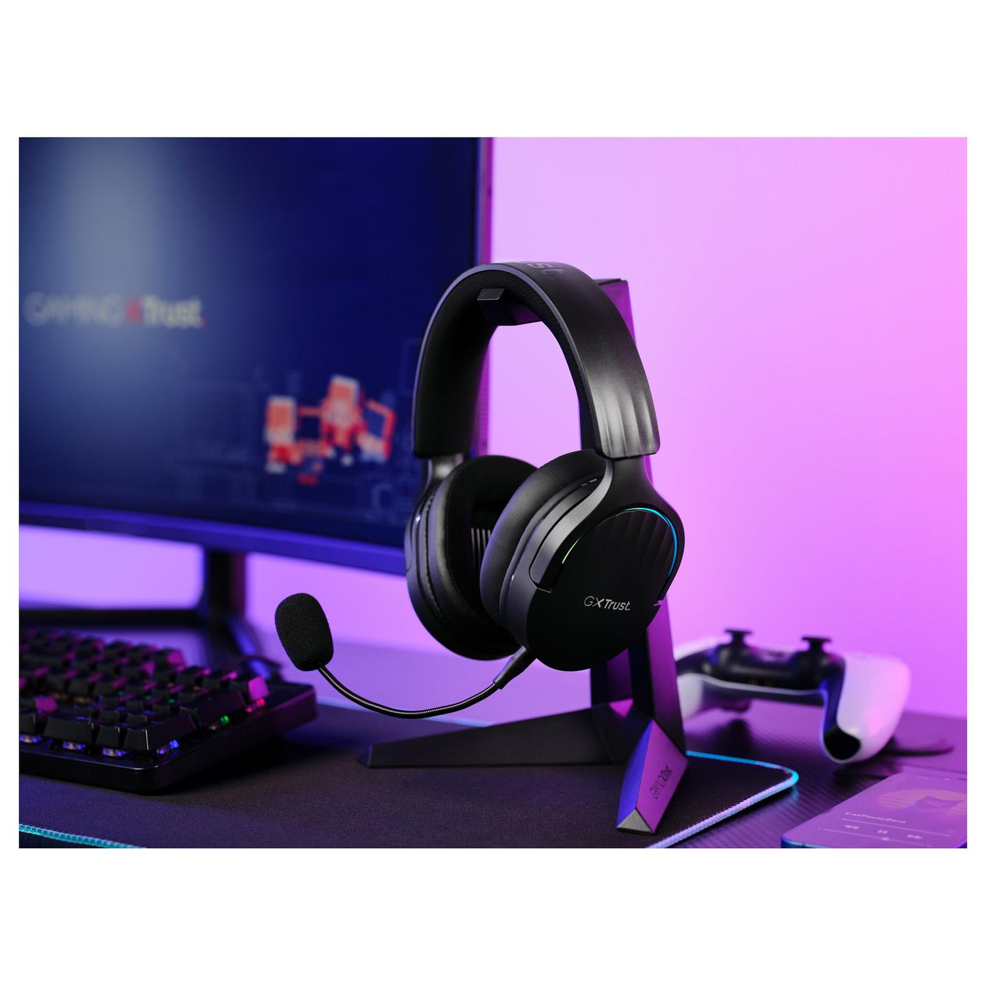 Kufje Gaming Trust GXT 491 Fayzo, 50mm, Wireless & Wired, 2.4GHz, Bluetooth, 7.1, RGB - Zezë - 9