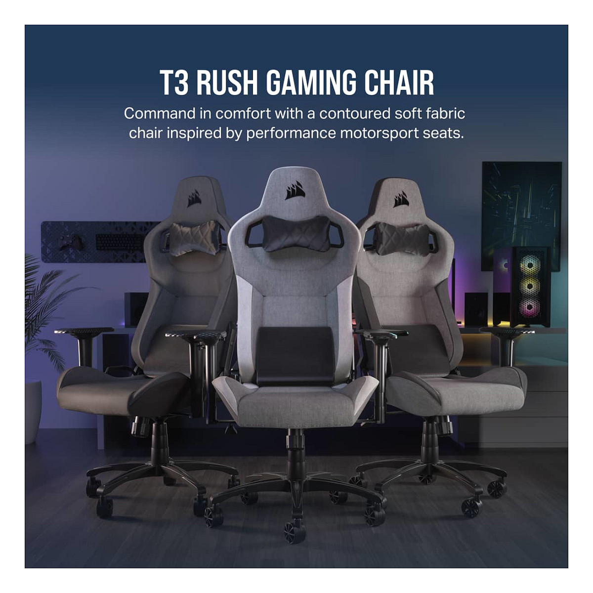 Karrige Gaming Corsair T3 RUSH - Gri/Bardhë/Zezë - 2