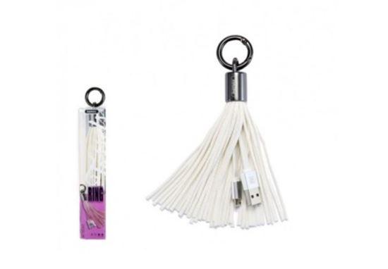 Kabllo USB Remax / Tassels Ring / USB-A në Micro USB / 1m / 3A – Bardhë