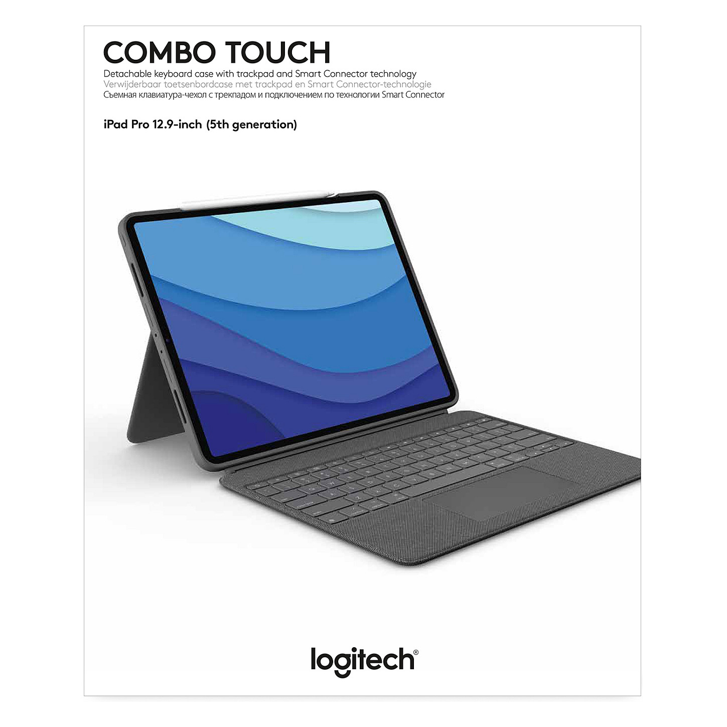 Tastierë për Tablet Logitech Combo Touch / iPad Pro 12.9" 5th & 6th Gen / QWERTY (US) / Trackpad / Smart Connector / 16 Nivele Ndriçimi / Folio – Gri - 12