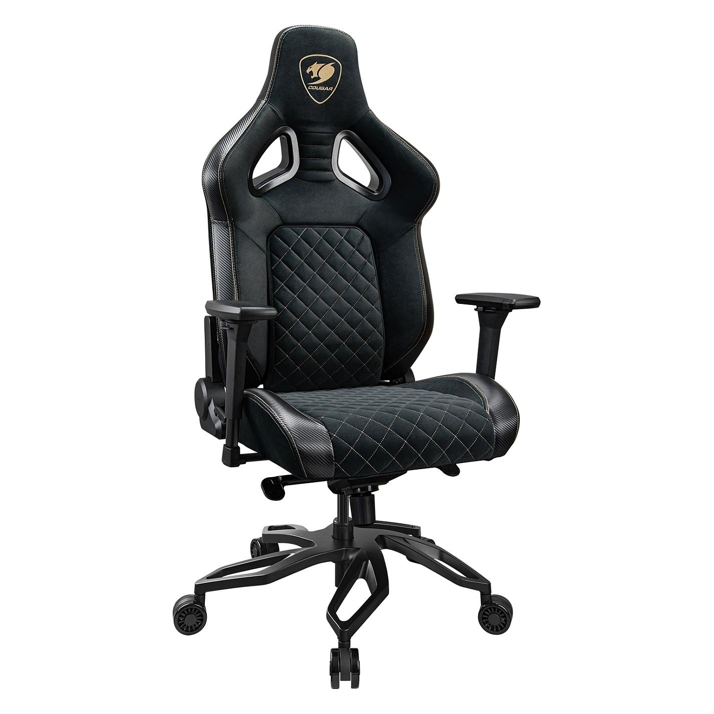 Karrige Gaming COUGAR Titan Pro V2 Gold F, Velvet, Mbështetëse 4D, Mbështetje Lumbare, 160 kg – Zezë - 2