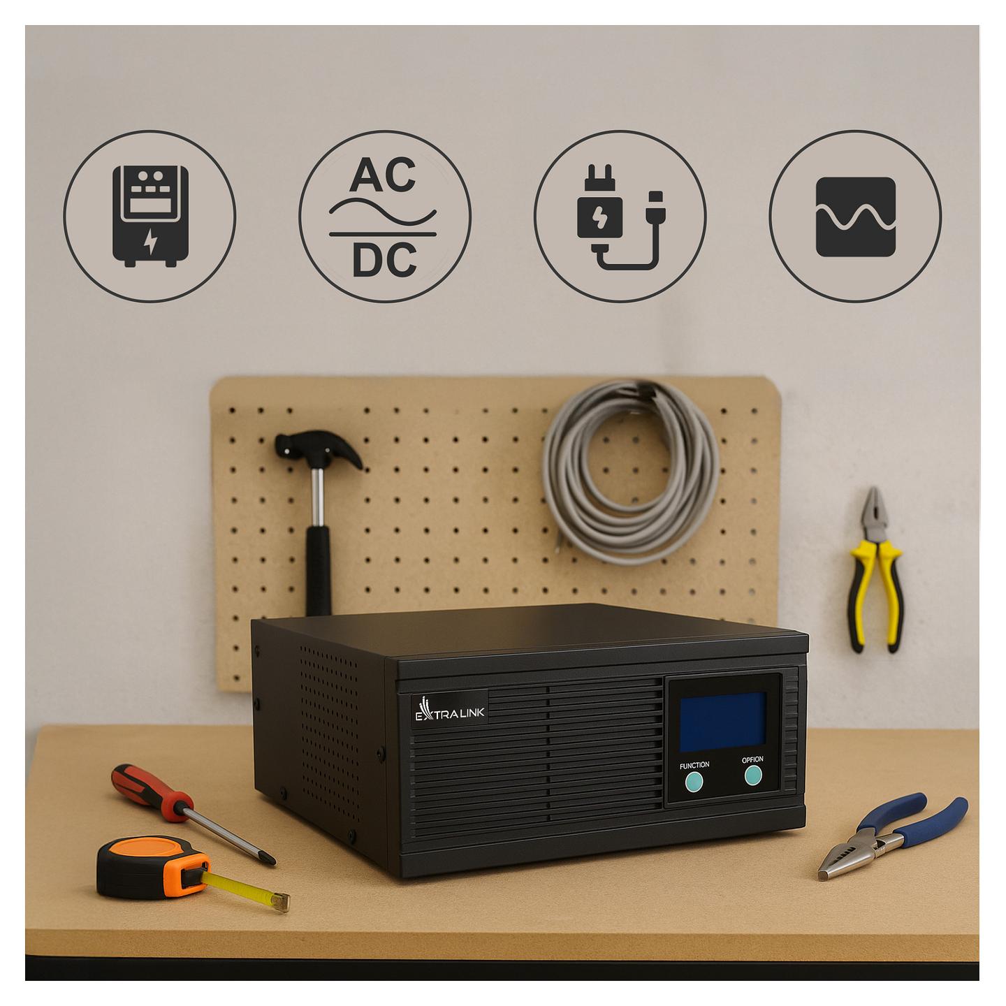Inverter Extralink Piorun EX.31148, 24 V, 2000 VA, 1600 W, Sinus i pastër - Zezë - 22
