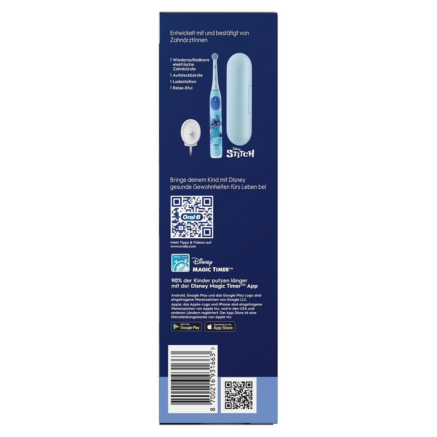 Furçë dhëmbësh elektrike për fëmijë Oral-B iO Kids 6+ / Stitch / 3 Modalitete / Kohëmatës 2 Minuta / Kuti Udhëtimi – Blu/Bardhë - 5
