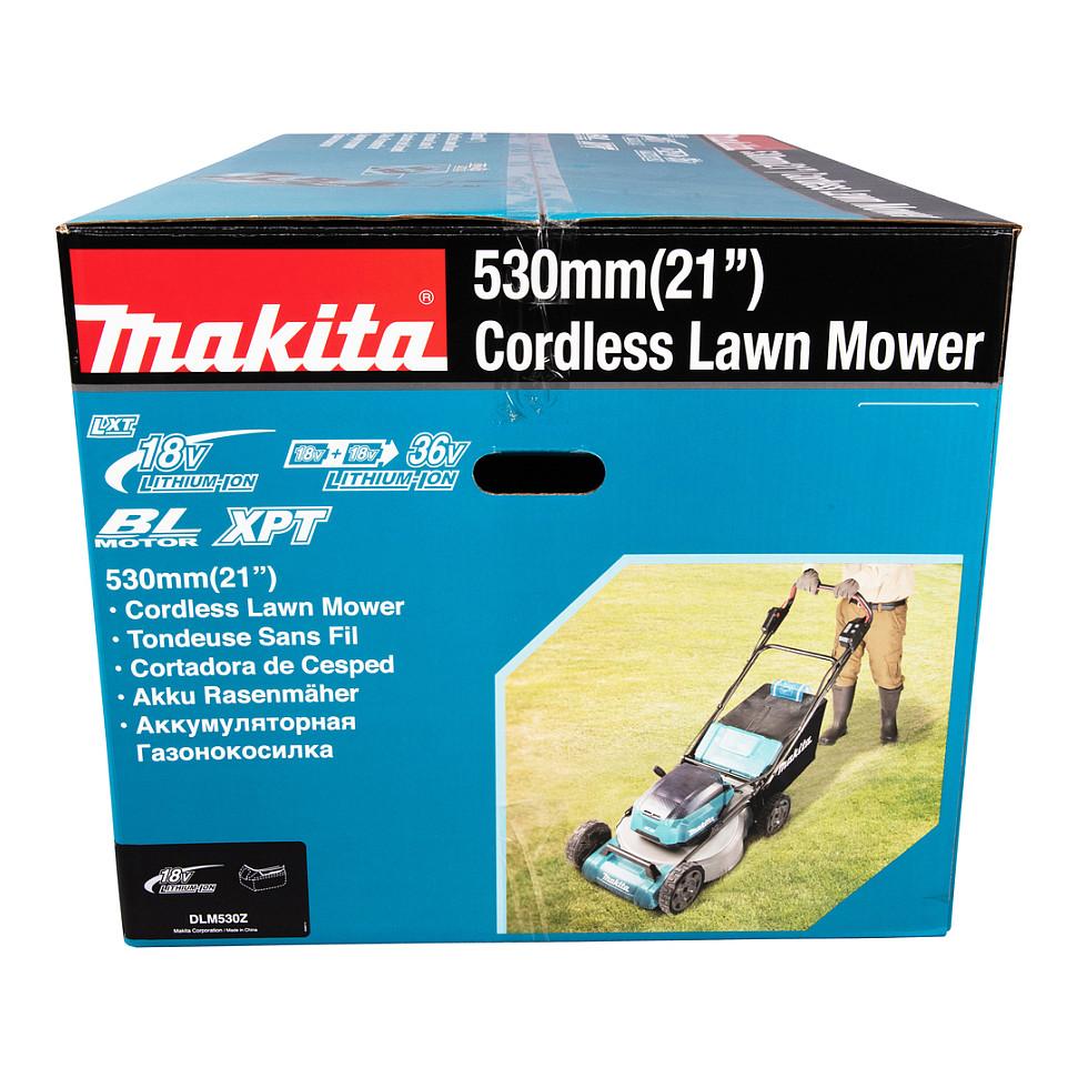 Kositëse Bari me Bateri Makita DLM530Z, 2x18V, 53cm, 20–100mm, 70L, Brushless - Blu/Zezë - 14
