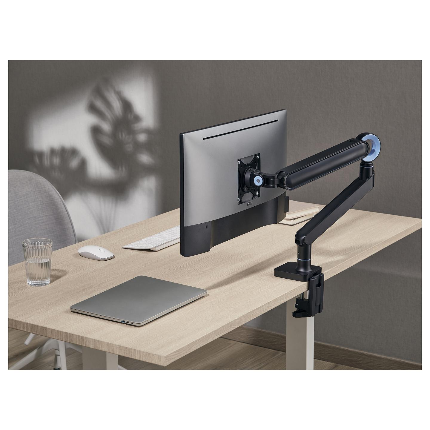 Mbajtëse për Monitor Equip 650184 / 1 Monitor / 17"-35" / 10.5kg / Gas Spring / Clamp-Grommet / Tilt ±40° / Swivel ±90° - Zezë - 7