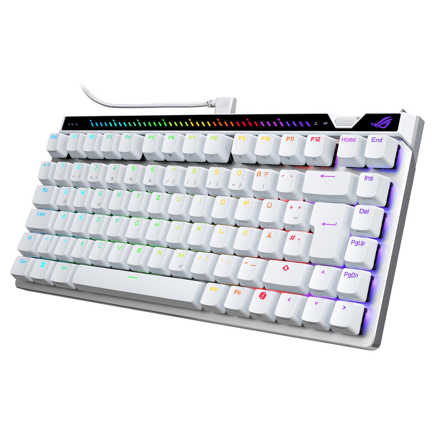 Tastierë Gaming ASUS ROG Falchion Ace 75 HE / Wired / QWERTZ (DE) / 75% / ROG HFX Magnetic / USB-C / 8000 Hz / RGB – Bardhë - 2