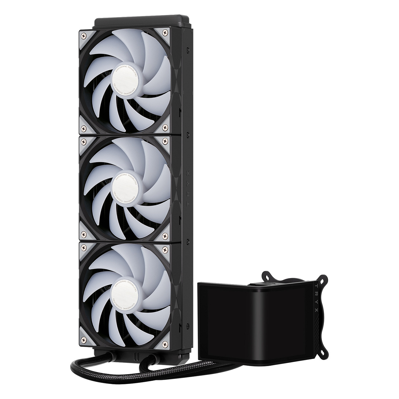 Ftohës për Procesor TRYX PANORAMA SE ARGB 360 / AIO / 360mm / 3×120mm ARGB Fan / 3D AMOLED / 280W TDP – Zezë - 5