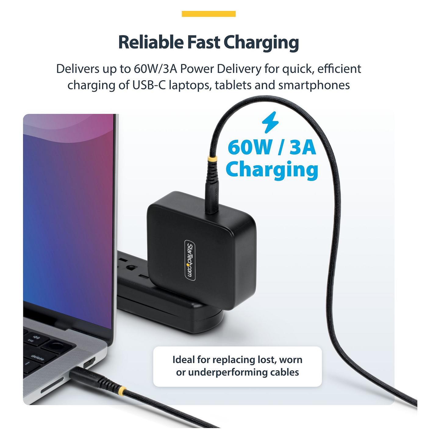 Kabllo USB StarTech.com USB2CC3MNCBR / USB-C në USB-C / 3m / USB 2.0 / 60W / 3A - Zezë - 6
