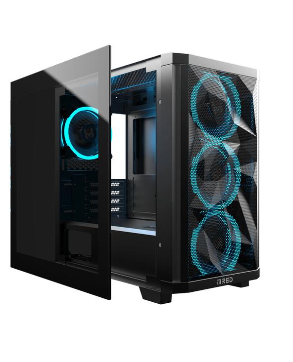 Kasë M.RED Stardust Mini / Micro-ATX Mini-Tower / 3x120mm RGB (Para) + 1x120mm RGB (Prapa) / 2xUSB Type-A / Xham i Temperuar + Panel Mesh – Zezë - 2