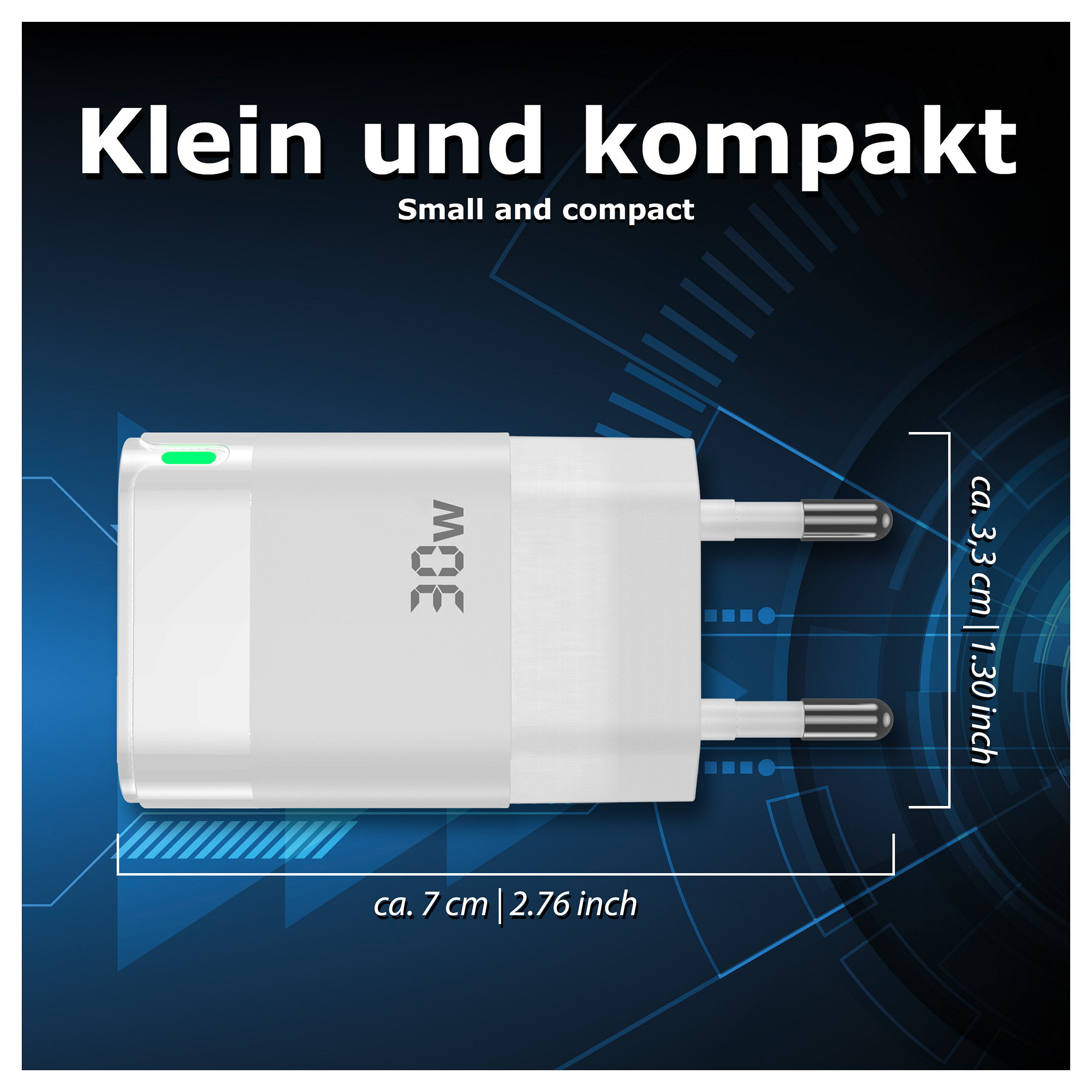 Karikues PEDEA Dual Mini / USB-C, USB-A / PD / 30W – Bardhë - 4