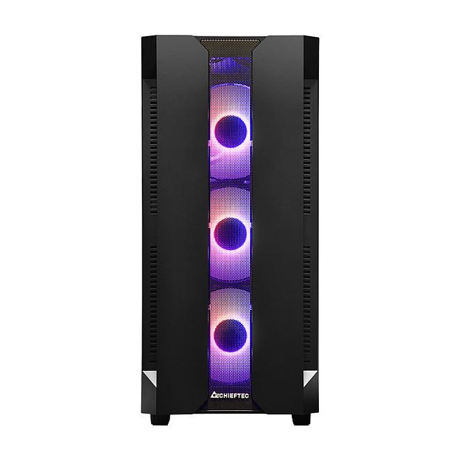 Kasë Chieftec Gamer Series Hunter GS-01B-OP, Midi-Tower, ATX, 4x120mm A-RGB, Xham i Temperuar, 2x USB 3.0 - Zezë - 3
