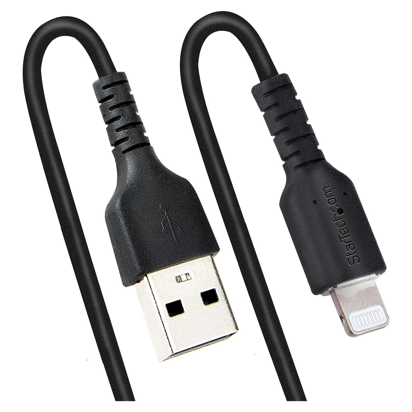 Kabllo USB StarTech.com RUSB2ALT50CMBC, USB-A në Lightning, 50 cm, USB 2.0, 480 Mbps, spirale, MFi - Zezë - 5