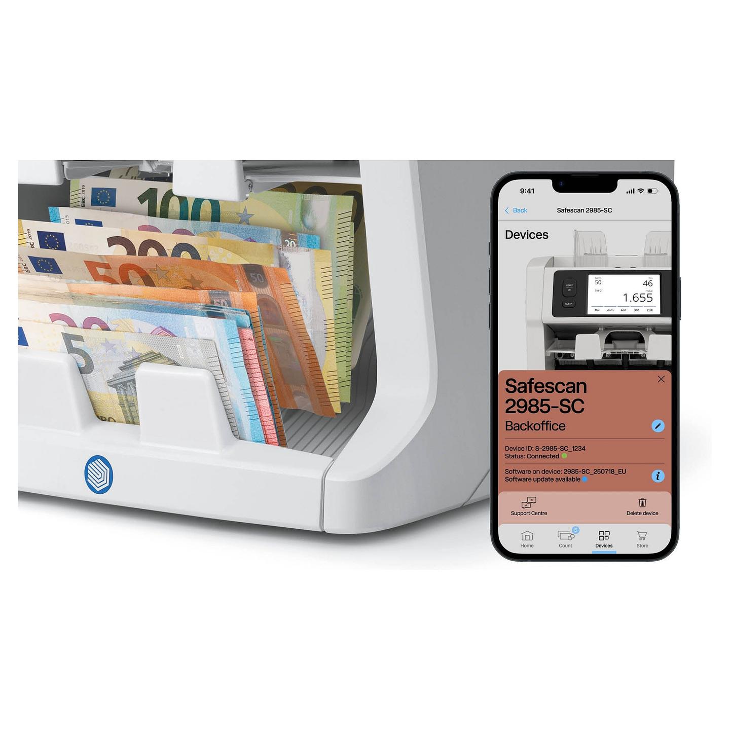 Numërues Bankënotash Safescan 2995-SC, 2 Ndarje, 1200 Bankënota/min, 11 Kontrolle - Gri - 3