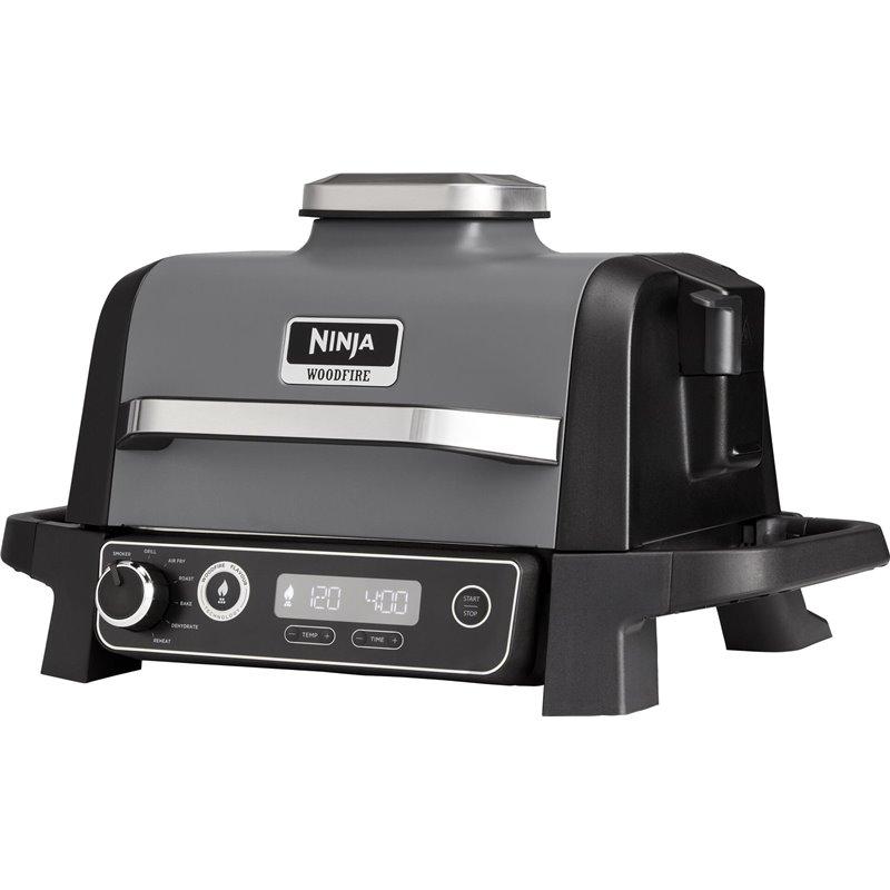 Grill Elektrik Ninja Woodfire OG701EU / 2400W / Smoker / Air Fry / 7 Programe / 28x38cm – Gri/Zezë - 2