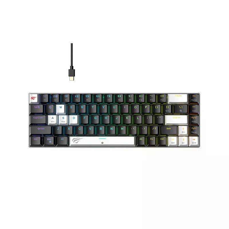Tastierë Gaming HAVIT KB906L / Wired / Mechanical / 68 Taste / RGB – Zezë/Bardhë