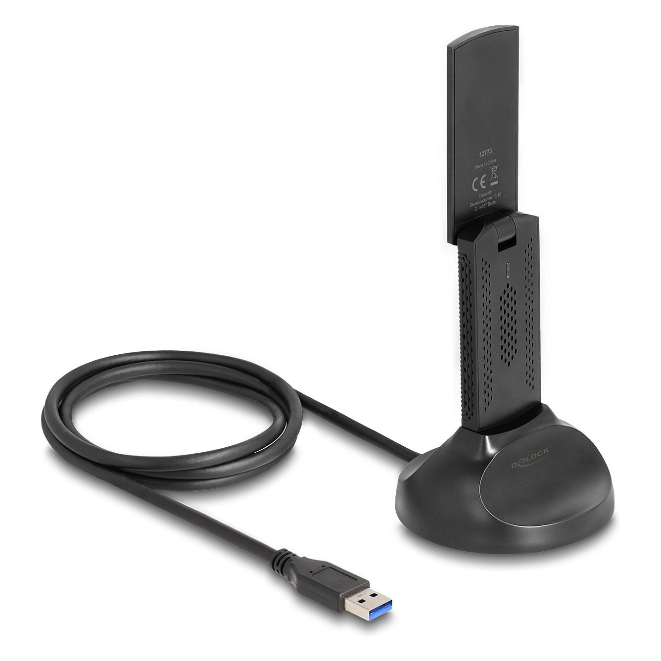 Adapter Rrjeti USB DeLOCK 12773 / Wi-Fi 6E / AX3000 / 2.4 GHz + 5 GHz + 6 GHz / USB 5 Gbps - Zezë