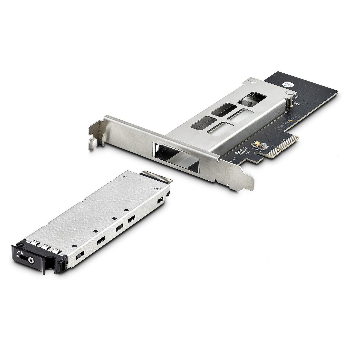 Adapter PCIe për SSD M.2 NVMe StarTech.com M2-REMOVABLE-PCIE-N1, PCIe 4.0 x4, 64Gbps, Sirtar i Lëvizshëm, Kyçje me Çelës - Argjend/Zezë - 2