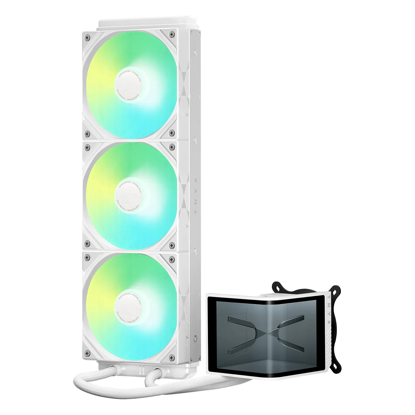 Ftohës për Procesor TRYX PANORAMA SE ARGB 360 / AIO / 360mm / 3×120mm ARGB Fan / 3D AMOLED / 280W TDP – Bardhë - 3