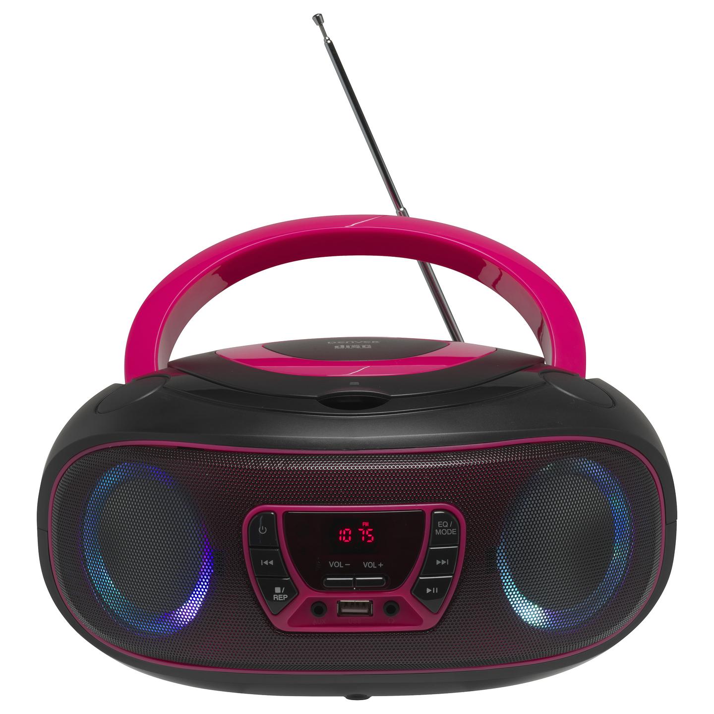 Altoparlant Denver TCL-212BT, CD, FM Radio, Bluetooth, USB, AUX, 4W RMS, LED - Zezë/Rozë