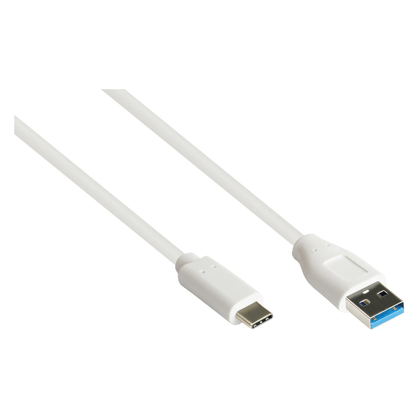 Kabllo USB Alcasa 2831-AC010W / USB-A në USB-C / USB 3.2 Gen 2 / 10 Gbit/s / 1m - Bardhë