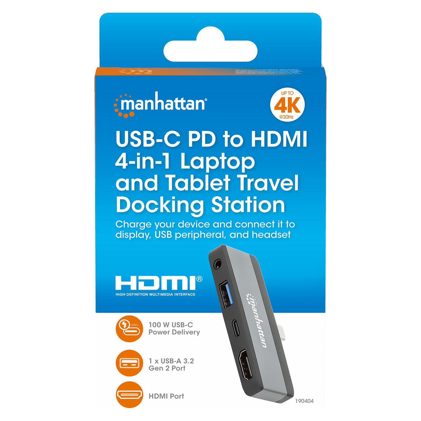 Docking Station Manhattan 190404 / 1x USB-A / 1x USB-C / HDMI / 3.5mm Audio / 100W PD – Hiri - 13