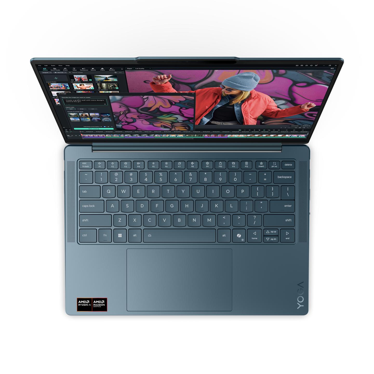 Laptop Lenovo Yoga Slim 7 14AKP10 / AMD Ryzen AI 7 345 / 32GB LPDDR5X / 1TB / 14" WUXGA OLED 60Hz / Radeon 840M - Teal - 4