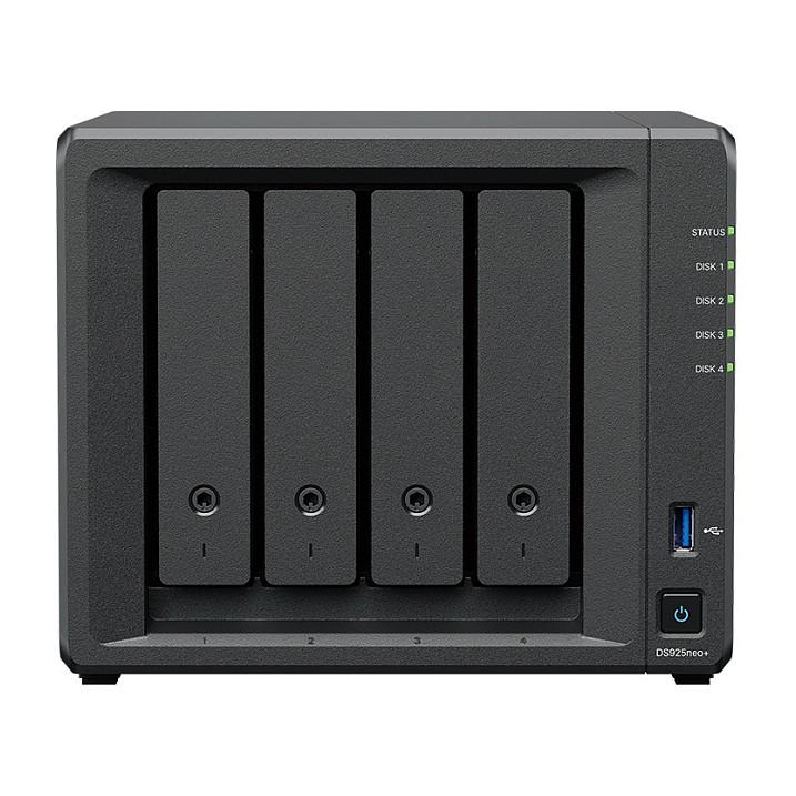 NAS Synology DiskStation DS925neo+, AMD Ryzen V1500B, 4GB DDR4 non-ECC, 4 Bay, 2 × M.2 NVMe, 2 × 2.5GbE - Zezë