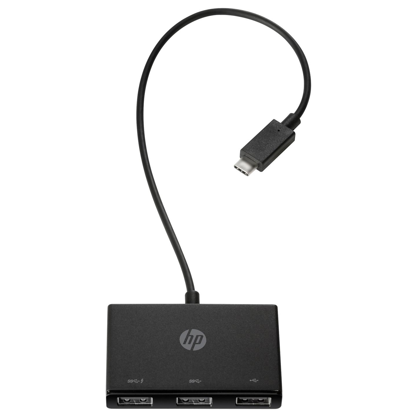 Hub USB HP Z6A00AA / USB-C në 3x USB-A / 2x USB 3.0 + 1x USB 2.0 / Kabllo e integruar - Zezë - 6