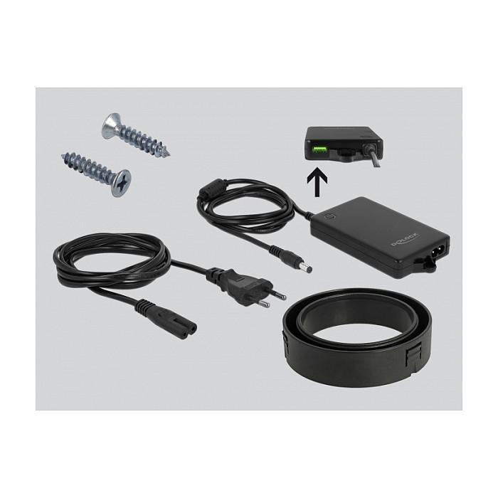Karikues USB DeLOCK 64065, 1x USB-C PD, 2x USB-A Quick Charge 3.0, 87W, për Montim në Tavolinë – Bardhë - 3