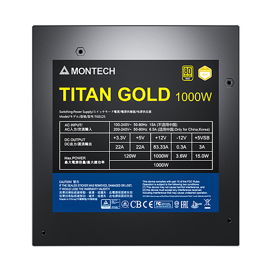 Furnizues Energjie Montech Titan Gold / 1000W / 80 PLUS Gold / Modular - Zezë - 6