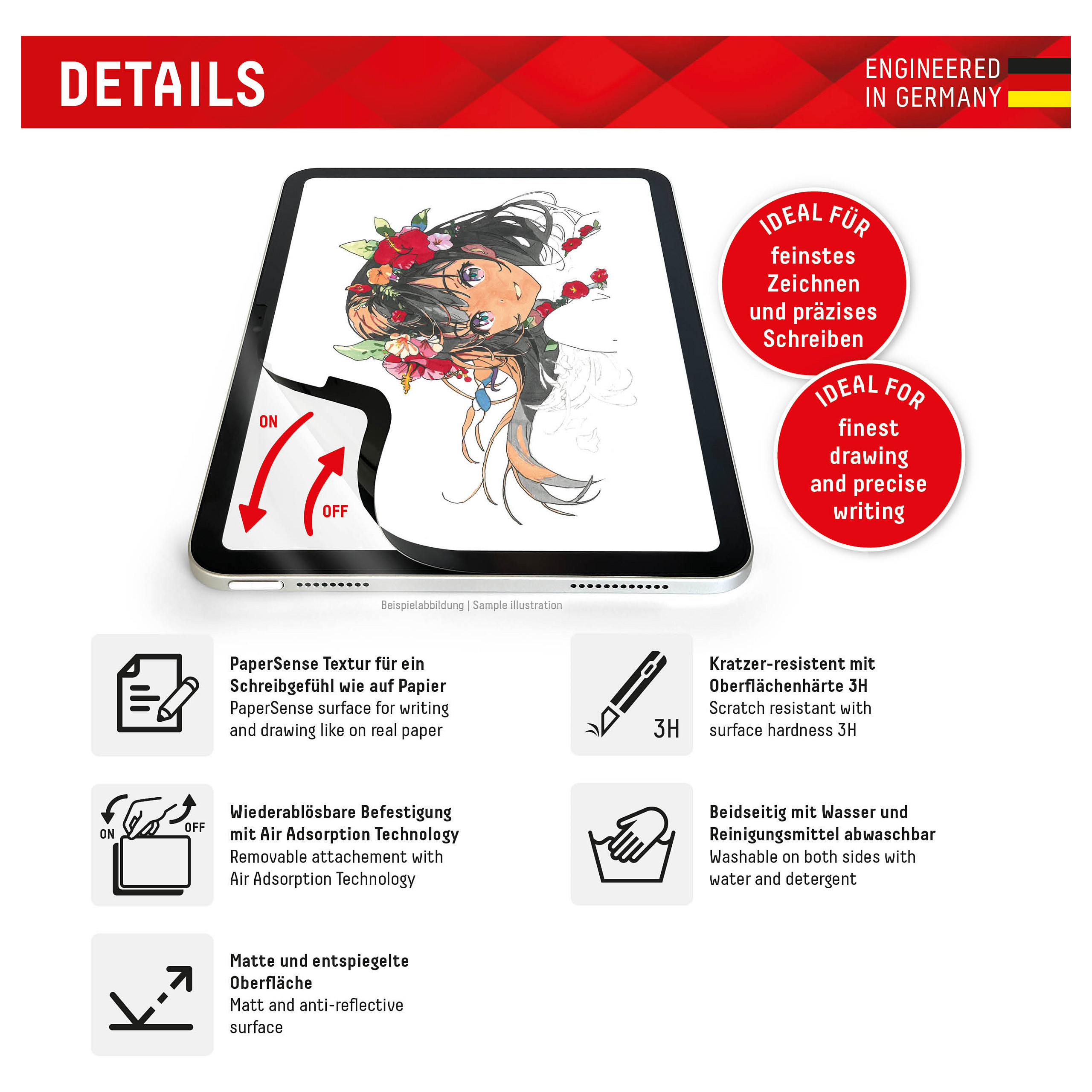 Mbrojtëse për ekran tablet Displex 01987 / iPad Pro 13" / iPad Air 13" / Film PaperSense 5H - Transparent - 2