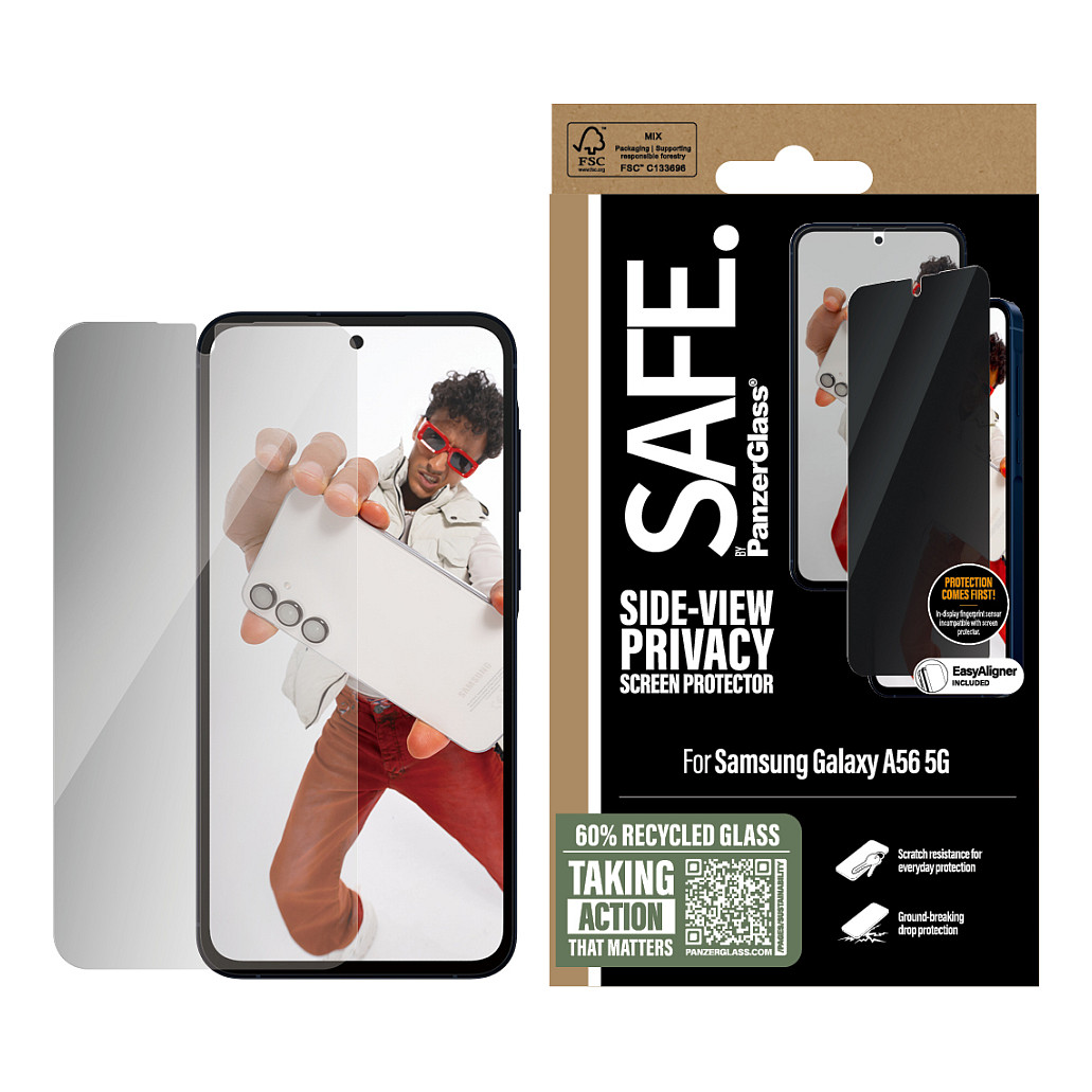 Mbrojtëse për ekran PanzerGlass SAFE. / Samsung Galaxy A56 5G / 2-Way Privacy / Ultra-Wide Fit / EasyAligner - Transparente - 2