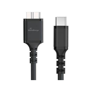 Kabllo USB MediaRange MRCS257 / Micro-USB B në USB-C / USB 3.2 Gen 1 / 5 Gbit/s / 0.5m - Zezë - 3