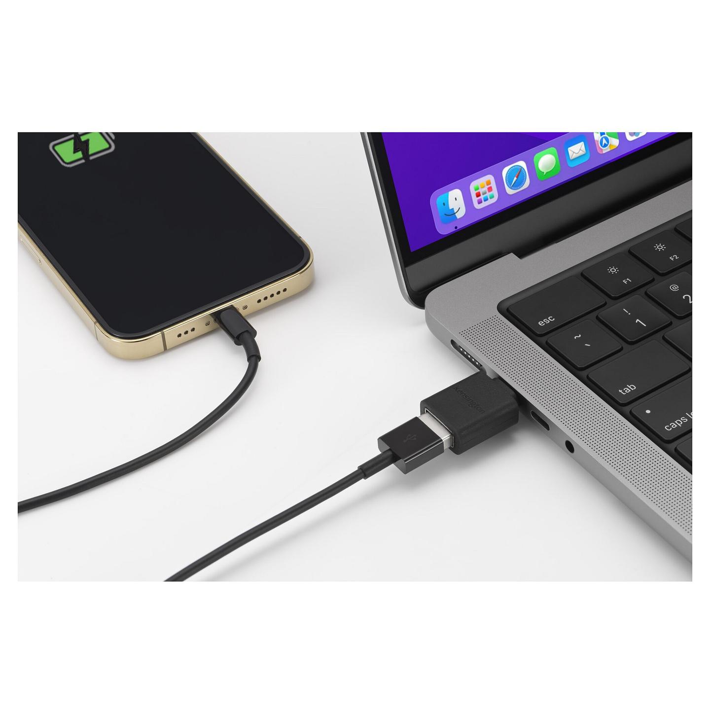 Adapter USB Kensington K33477WW / CA1010 / USB-C Mashkull në USB-A Femër / 5 Gbit/s / 5V 3A - Zezë - 2