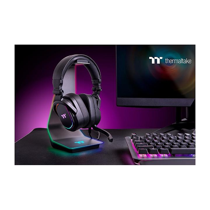 Mbajtëse për kufje gaming Thermaltake ARGENT HS1 RGB, alumin, ndriçim RGB, 2 porta USB 3.0, dalje audio 3.5 mm, bazë kundër rrëshqitjes - Gri, Zezë - 6