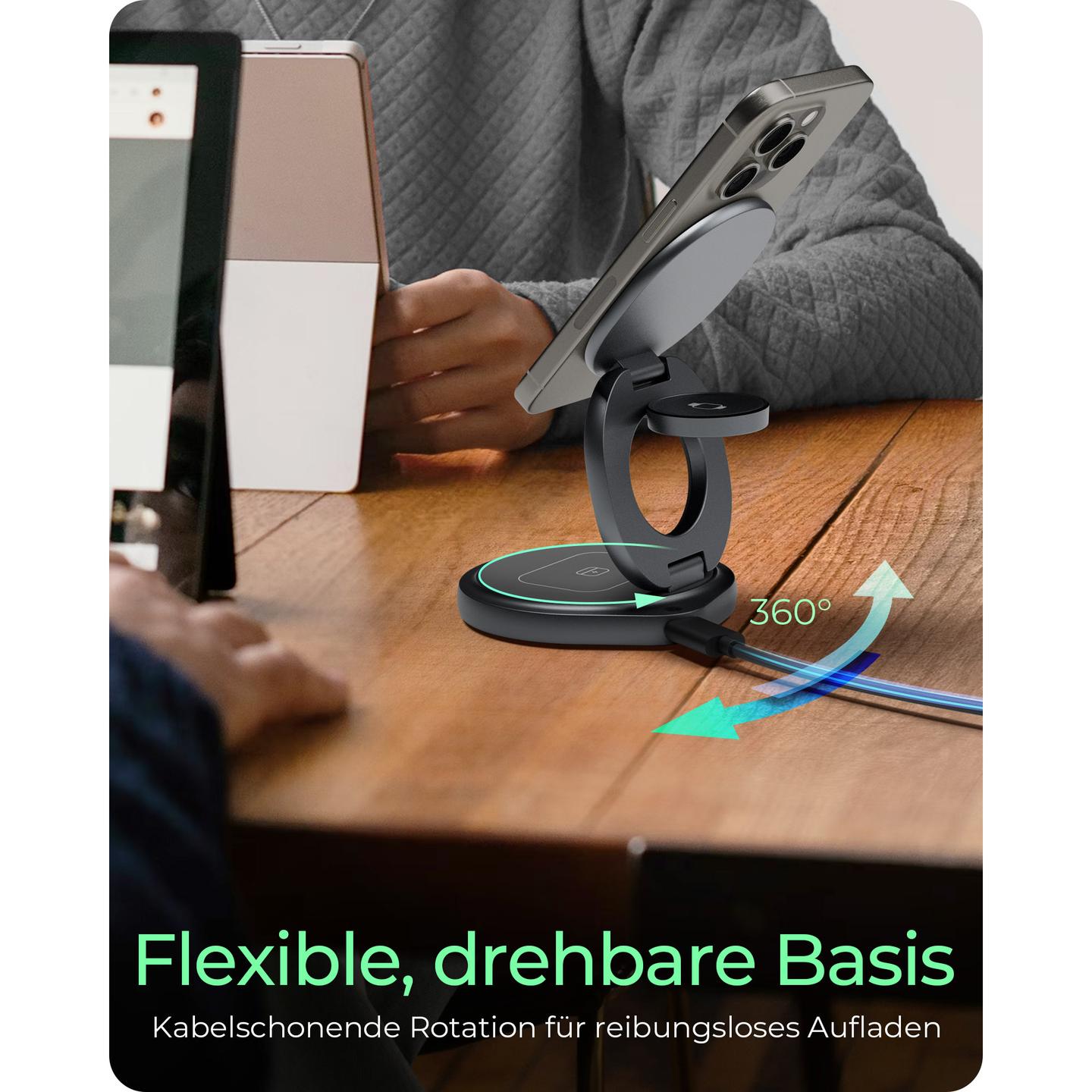 Karikues Pa Kabllo ICY BOX IB-SH101-CH / 3 në 1 / 15W / USB-C - Hiri - 4