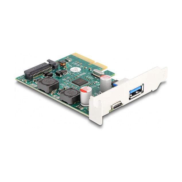 Kartë Zgjerimi PCI Express Delock 90107 / PCIe 3.0 x4 / 1x USB Type-C 10Gbps + 1x USB Type-A 10Gbps / Asmedia ASM3142 / Low Profile